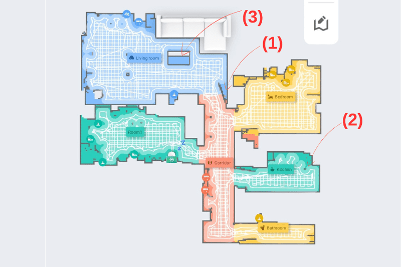 Detailed map of the apartment.